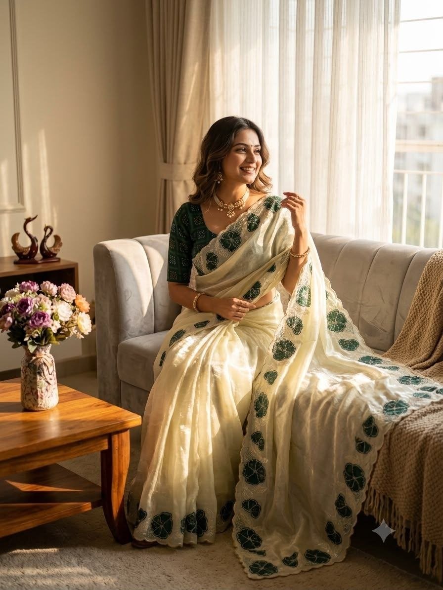 Artisanal Motif Draped Saree for Timeless Festive Charm