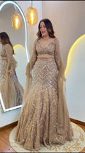 Glittering Geometric Sequin Work Flared Lehenga Set