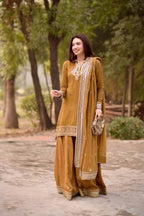 Regal Embroidered Kurta With Matching Sharara And Dupatta - Surat Wholesale Ethnic Wear (Photo 1)