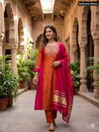 Royal Heritage Embroidered Kurta Set With Zari Dupatta - Surat Wholesale Ethnic Wear (Photo 1)