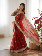 Regal Embroidered Saree with Ornate Heritage Detailing