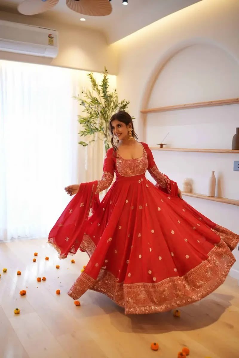 Festive Embroidered Anarkali Suit with Dupatta - Surat Wholesale Ethnic Wear (Photo 1)