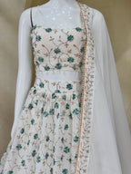 Floral Threadwork Embroidered Flared Lehenga Choli Set