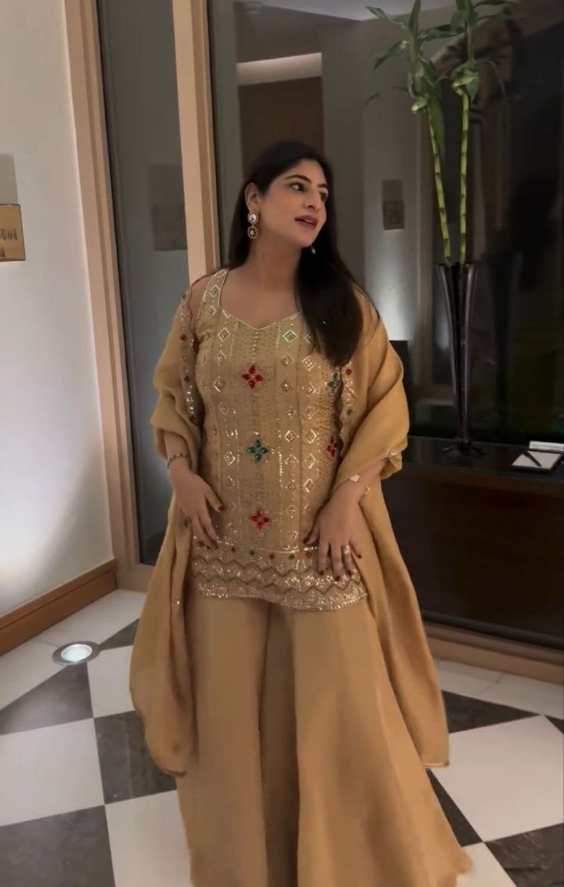 Sparkle The Night In This Exquisite Heavy Work Sharara Suit