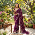 Timeless Diamond Lattice Saree with Intricate Embellished Border