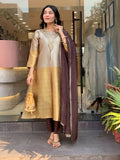 Embroidered Silk Straight Kurta Set With Embellished Dupatta