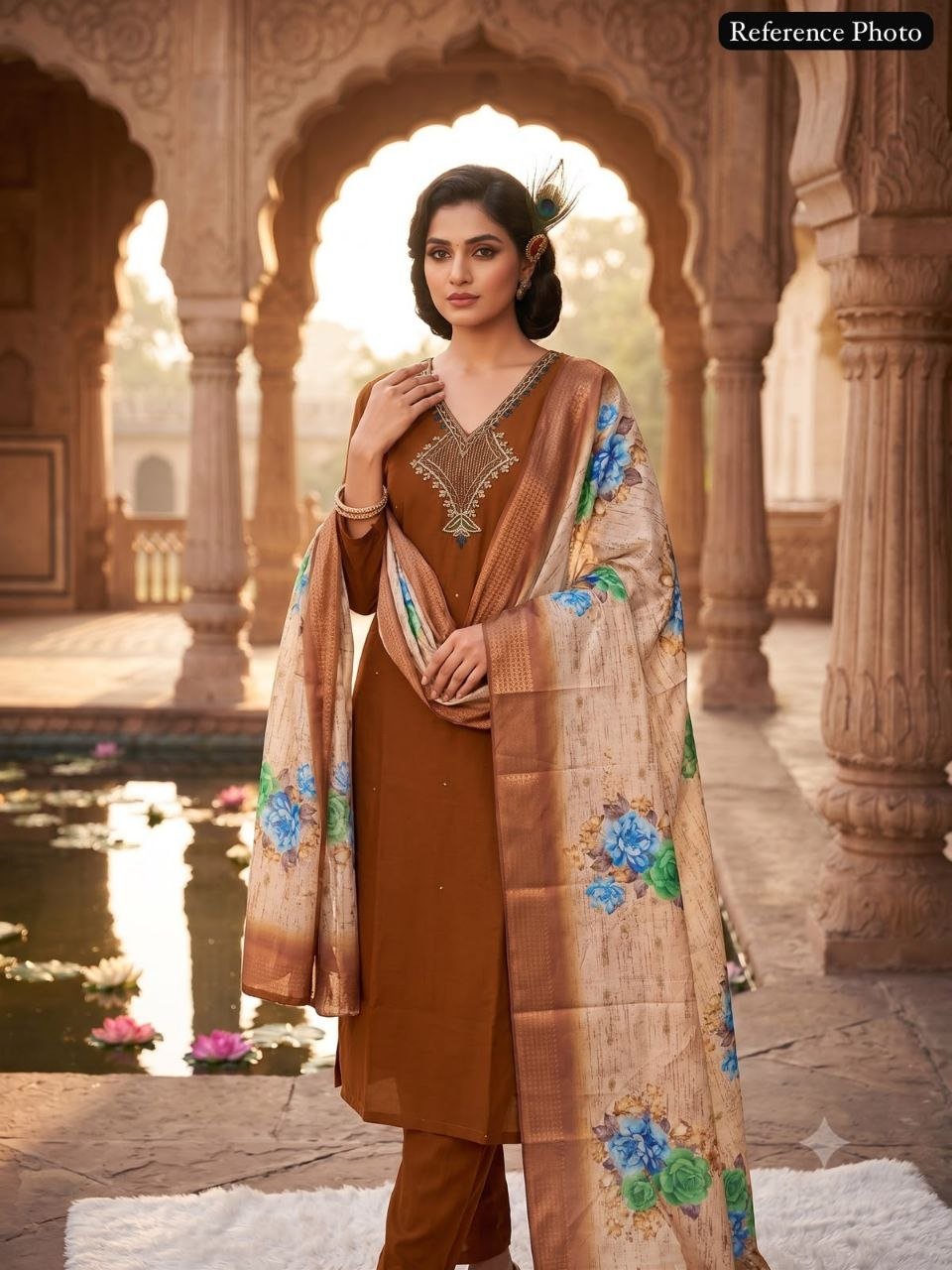 Royal Heritage Floral Printed Dupatta Suit Set with Intricate Ethnic Embroidery - Surat Wholesale Ethnic Wear (Photo 1)