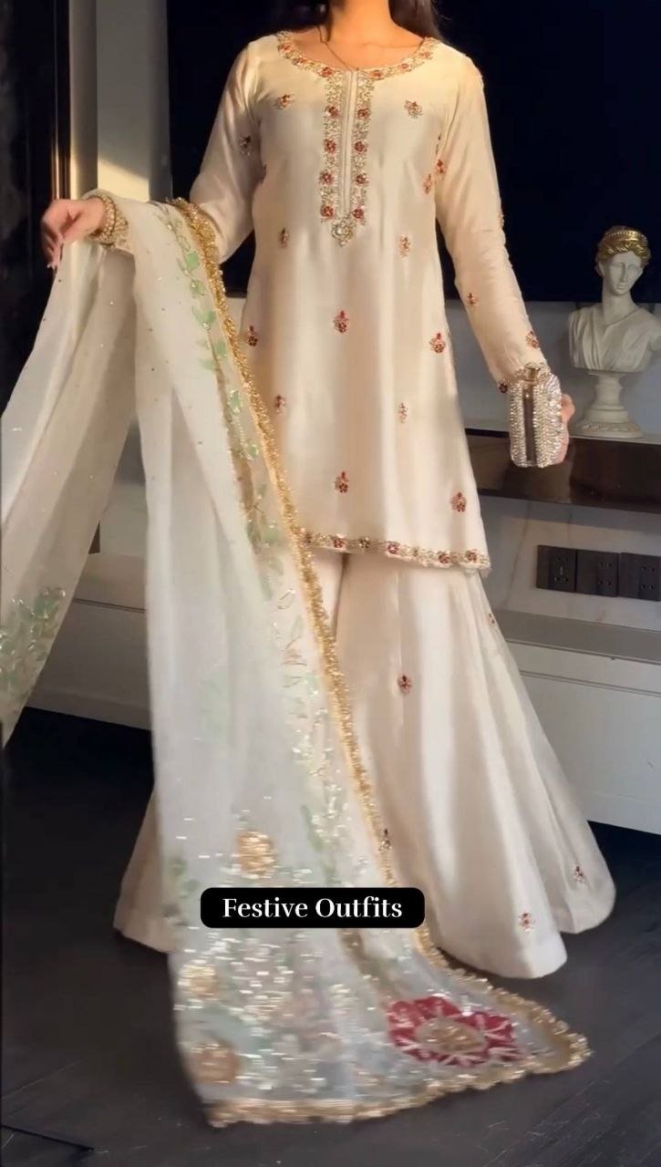 Regal Tradition Embroidered Sharara Set