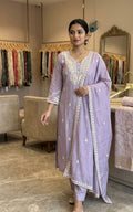 Intricately Embroidered Kurta Set with Lace Detailed Dupatta