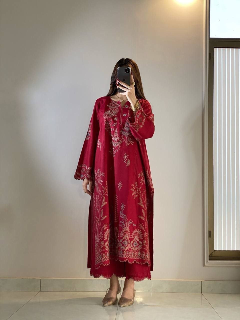 Royal Heritage Intricately Embroidered Kurta and Palazzo Set