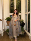 Royal Heritage Embroidered Anarkali Suit Ensemble With Intricate Floral Motifs and Shimmering Details