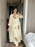 Garden Floral Romance Embroidered Anarkali Kurta with Dupatta Set
