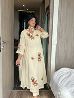 Garden Floral Romance Embroidered Anarkali Kurta with Dupatta Set