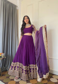 Graceful Solid Flared Lehenga Set with Heavy Embroidered Border - Surat Wholesale Ethnic Wear (Photo 1)