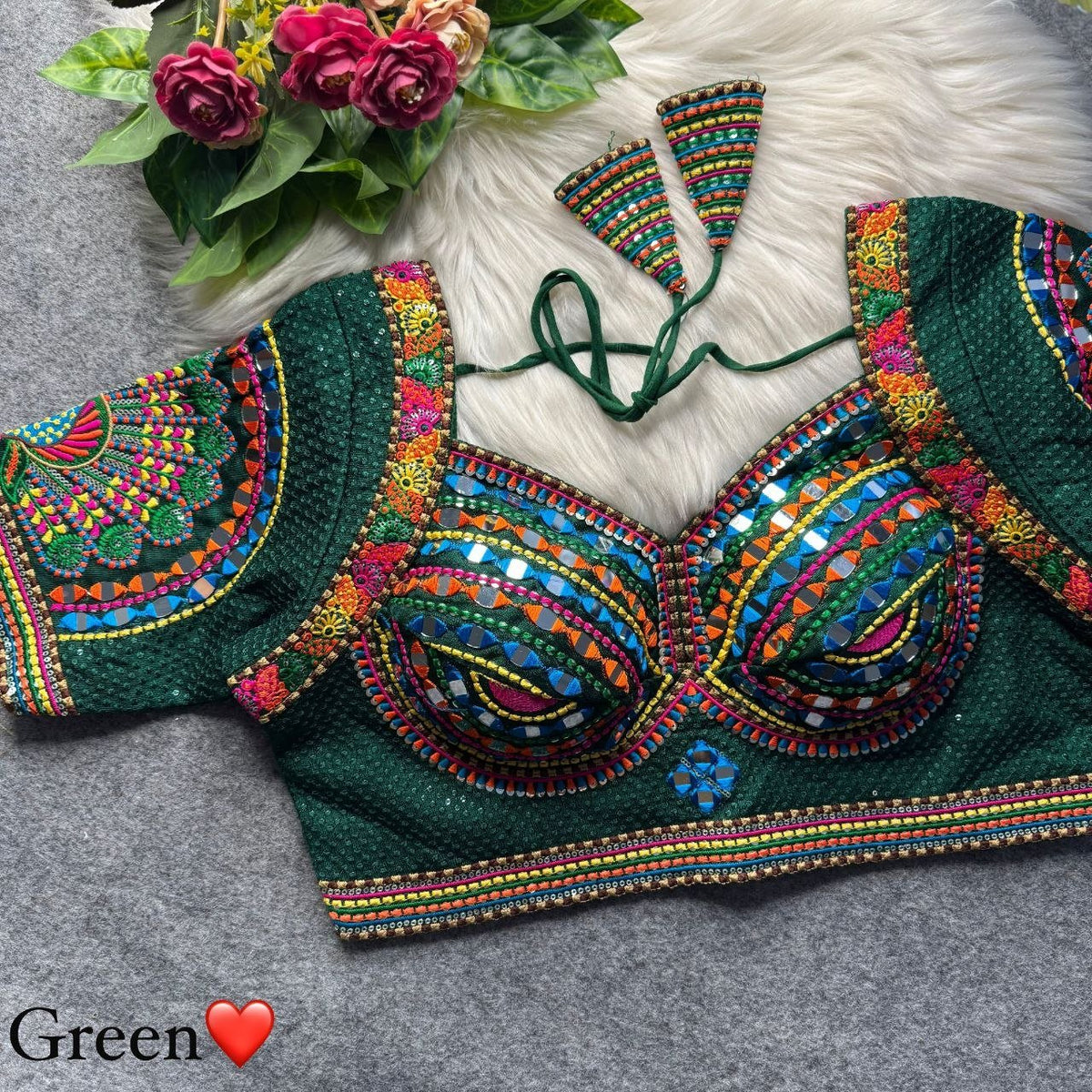Boho Ethnic Fusion Peacock Handcrafted Heavy Embroidered Blouse