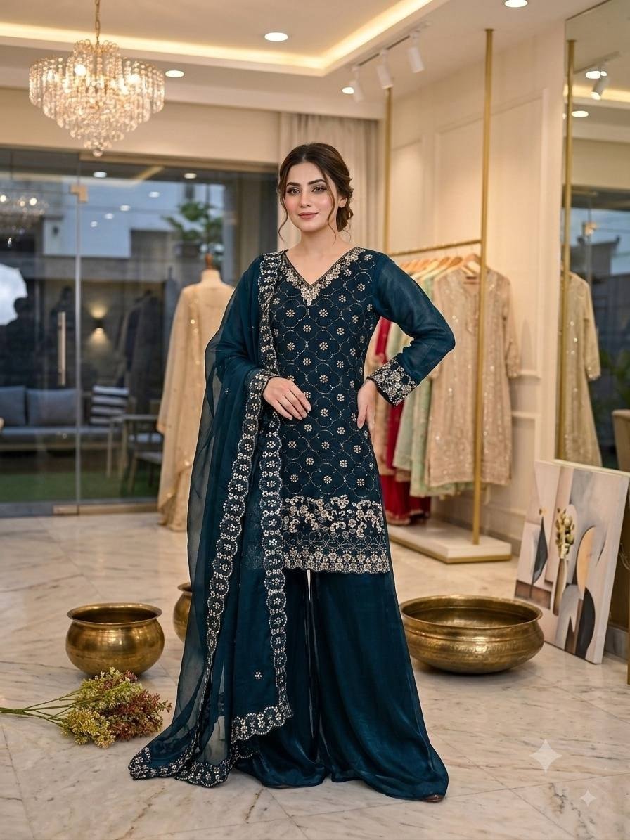 Regal Embroidered Palazzo Suit for Grand Festive Celebrations