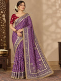 Royal Heritage Embroidered Saree with Intricate Floral Border Detailing - Surat Wholesale Ethnic Wear (Photo 1)
