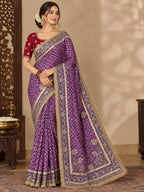 Royal Heritage Embroidered Saree with Intricate Floral Border Detailing - Surat Wholesale Ethnic Wear (Photo 1)