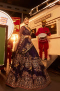 Heavy Dori Embroidery Bridal Velvet Lehenga Set with Net Dupatta