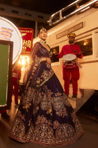 Heavy Dori Embroidery Bridal Velvet Lehenga Set with Net Dupatta