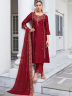 Royal Heritage Embroidered Kurta Set with Ornate Dupatta - Surat Wholesale Ethnic Wear (Photo 1)