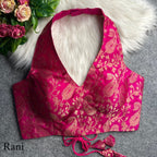Contemporary Statement Banarasi Brocade Halter Neck Blouse - Surat Wholesale Ethnic Wear (Photo 1)
