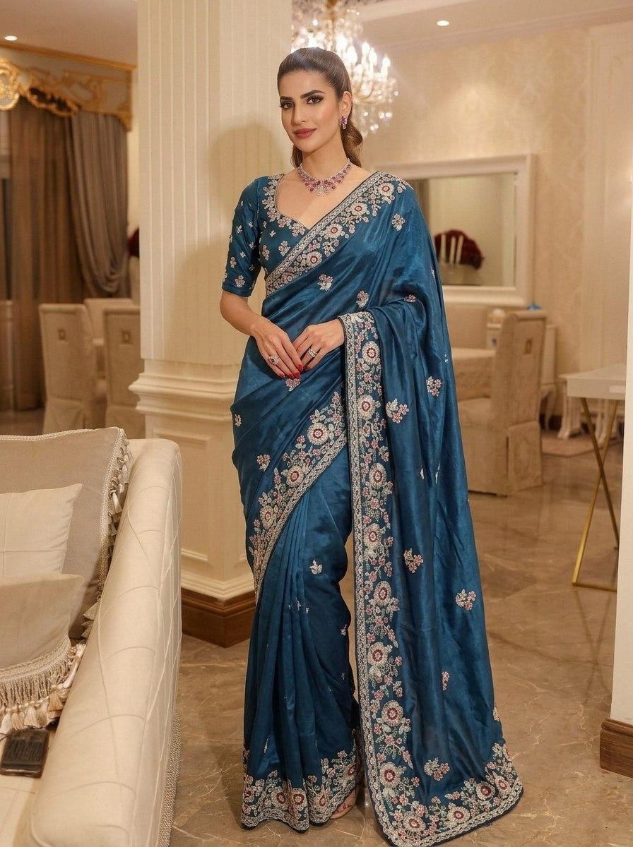 Timeless Floral Embellished Sarees Crafted for Sophisticated Celebrations