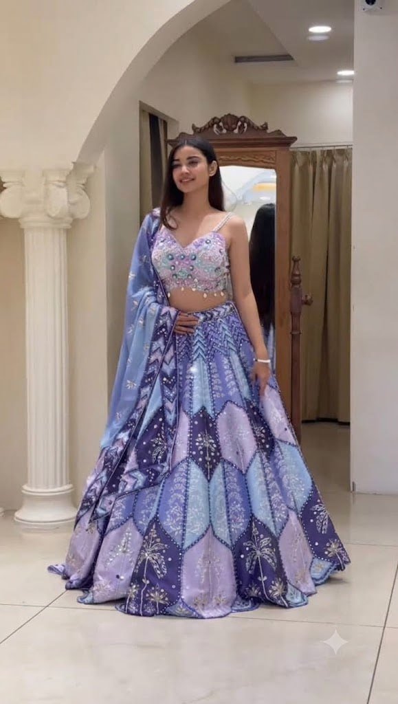 Intricately Embroidered Patchwork Pattern Lehenga Choli Set
