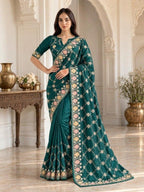 Opulent Luxury Floral Embroidered Saree with Intricate Motif Detailing - Surat Wholesale Ethnic Wear (Photo 1)