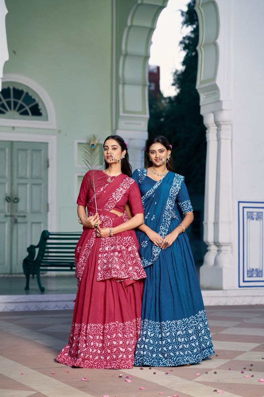 Dance Through Every Celebration in Timeless Crimson Bandhani Lehenga
