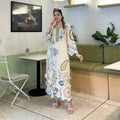 Boho Ethnic Fusion Floral Embroidered Scalloped Kaftan Kurti