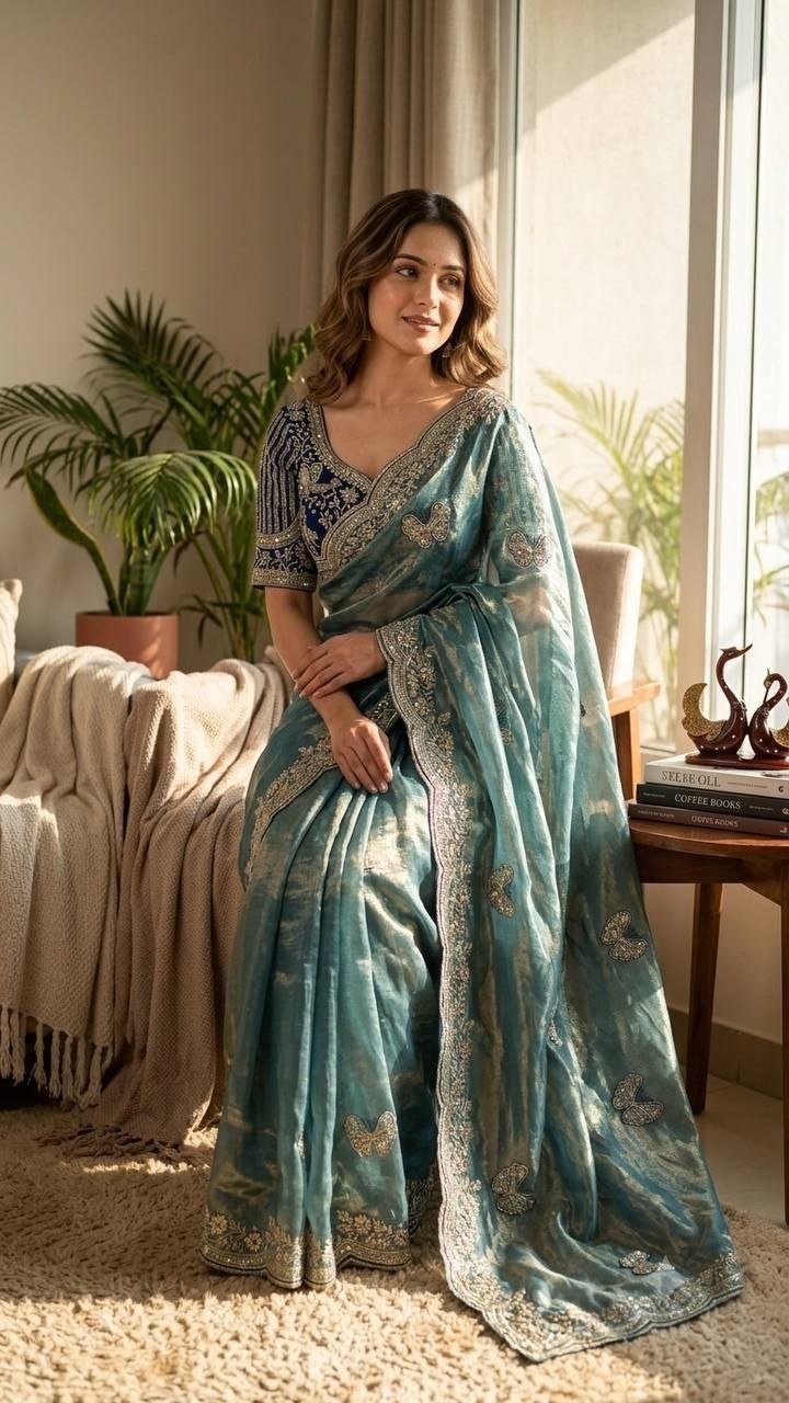 Royal Draped Saree with Intricate Embroidered Blouse