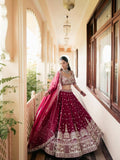 Ornate Dori Embroidered Velvet Lehenga Set with Heavily Embellished Border