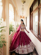 Ornate Dori Embroidered Velvet Lehenga Set with Heavily Embellished Border