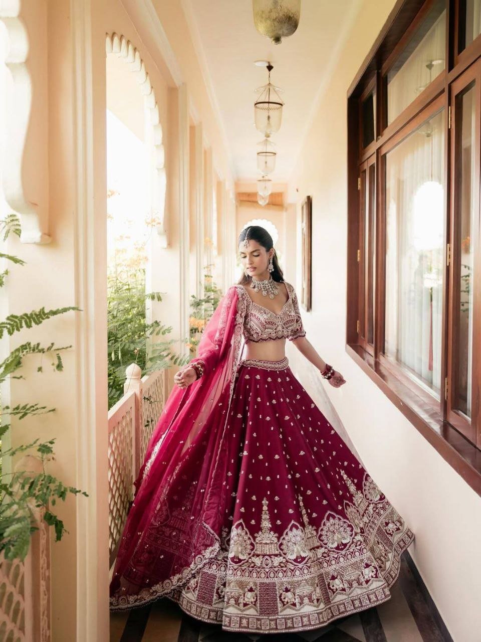 Ornate Dori Embroidered Velvet Lehenga Set with Heavily Embellished Border