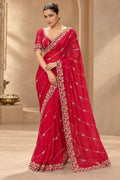 Timeless Splendor Embroidered Saree with Intricate Floral Zari Border Detailing - Surat Wholesale Ethnic Wear (Photo 1)