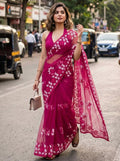 Street-Style Ethnic Floral Printed Saree with Sheer Pallu and Contemporary Designer Blouse - Surat Wholesale Ethnic Wear (Photo 1)