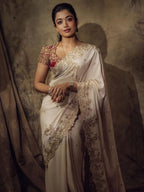 Royal Heritage Floral Embroidered Saree with Intricate Sequin Border and Designer Blouse