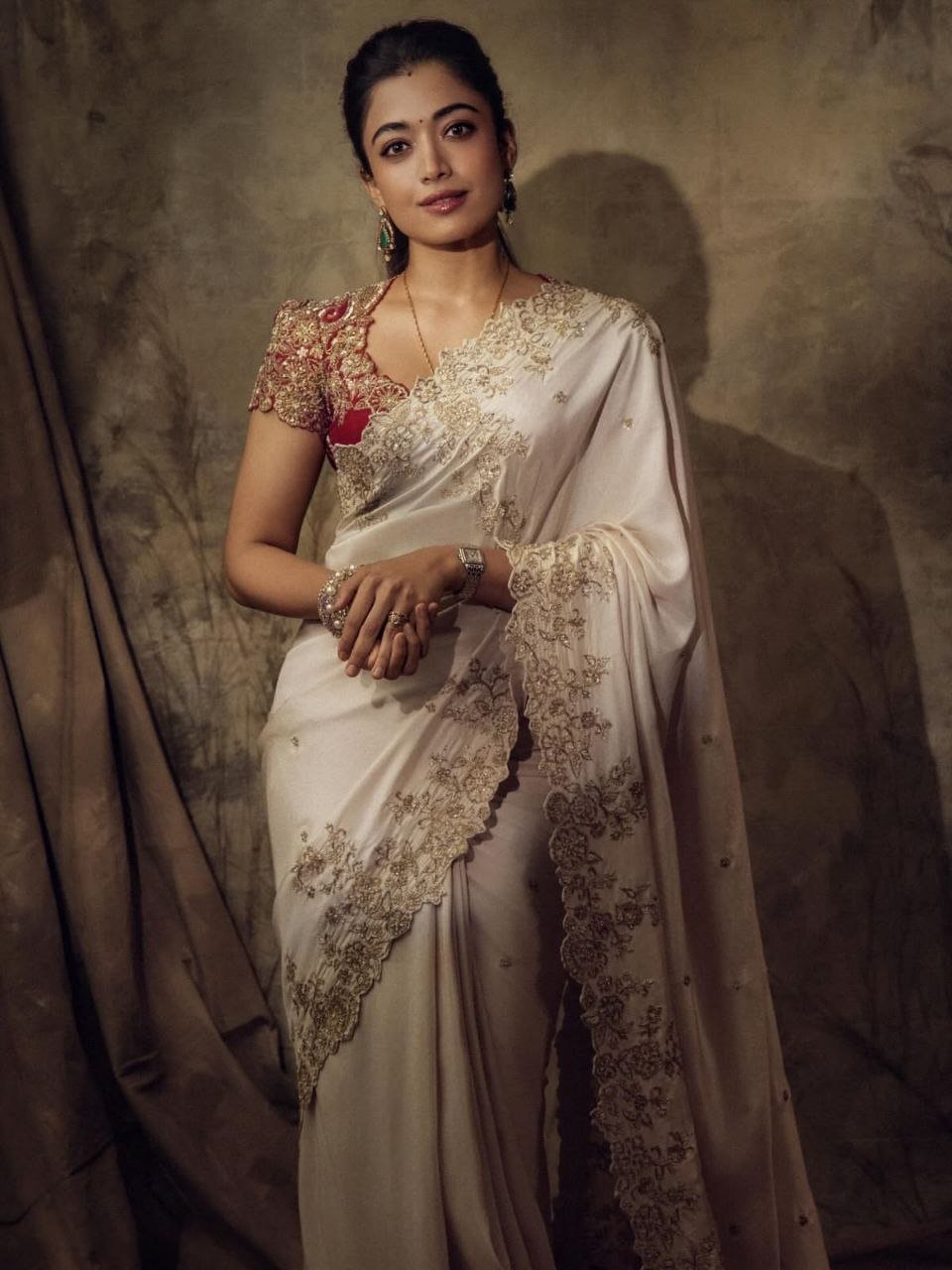 Royal Heritage Floral Embroidered Saree with Intricate Sequin Border and Designer Blouse