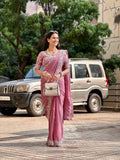Effortless Floral Embroidered Saree with Delicate Border Detailing
