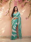 Contemporary Statement Handcrafted Wave Pattern Saree with Delicate Scalloped Border