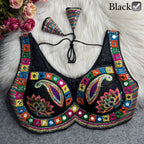 Boho Ethnic Fusion Paisley Embroidered Mirror Work Blouse