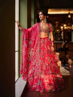 Exquisite Hand Embroidered Zardozi Work Bridal Lehenga Choli Set