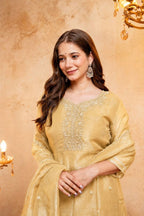 Embroidered Chanderi Kurta Set with Gota Patti Dupatta