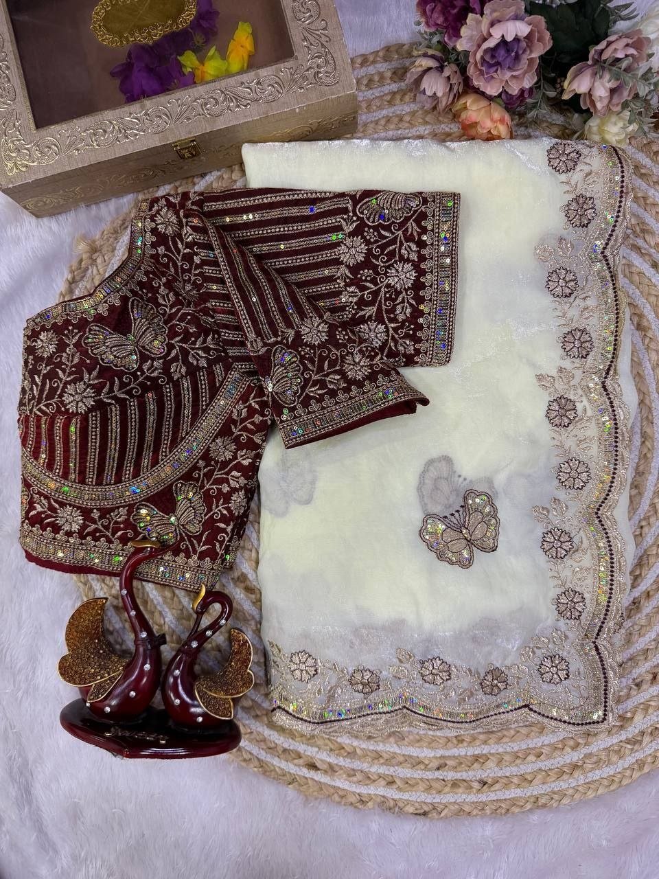 Royal Draped Saree with Intricate Embroidered Blouse