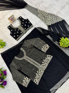 Sequined Heavy Work Jacket With Pre Stitched Draped Saree Set