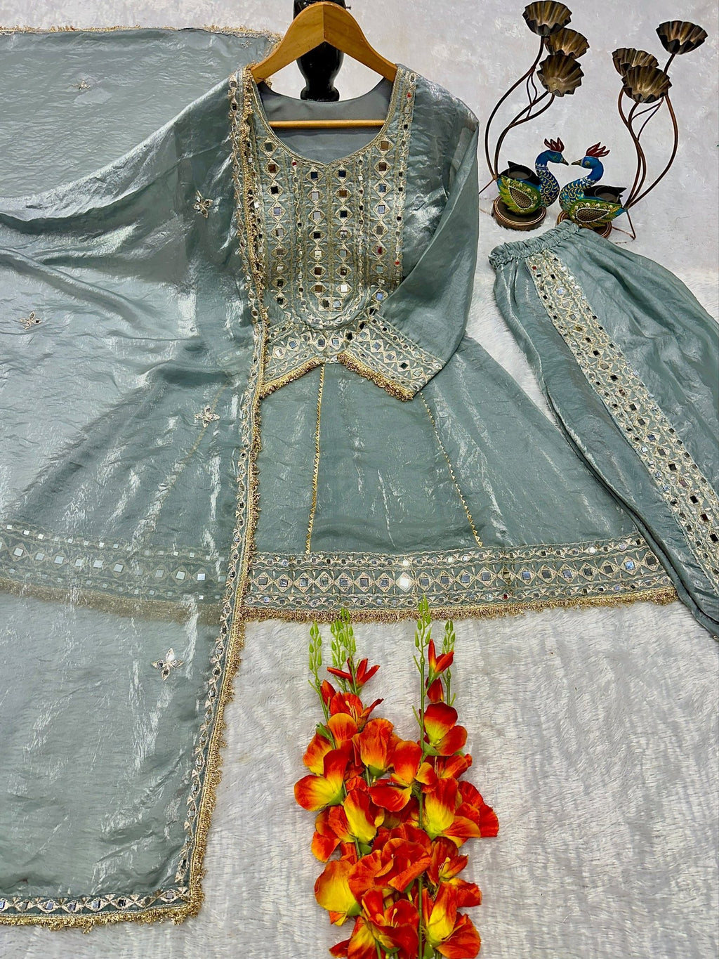 Regal Mirrorwork Palazzo Ensemble for Festive Celebrations
