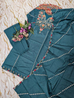 Subtle Grace Embroidered Straight Kurta Set with Tasseled Hem Dupatta