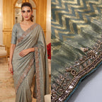 Exquisite Green with Designer Saree Set