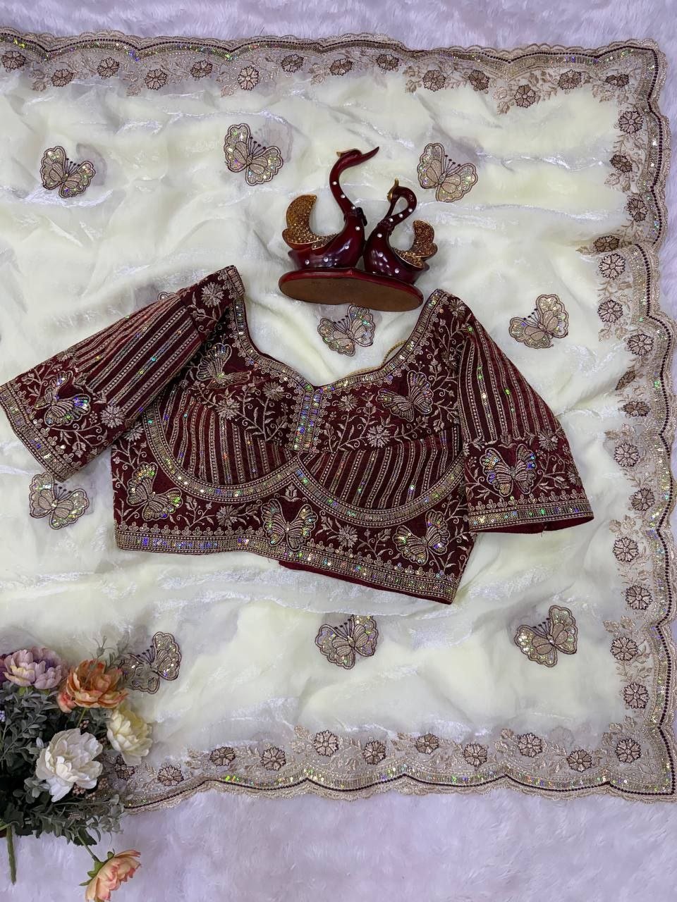 Royal Draped Saree with Intricate Embroidered Blouse